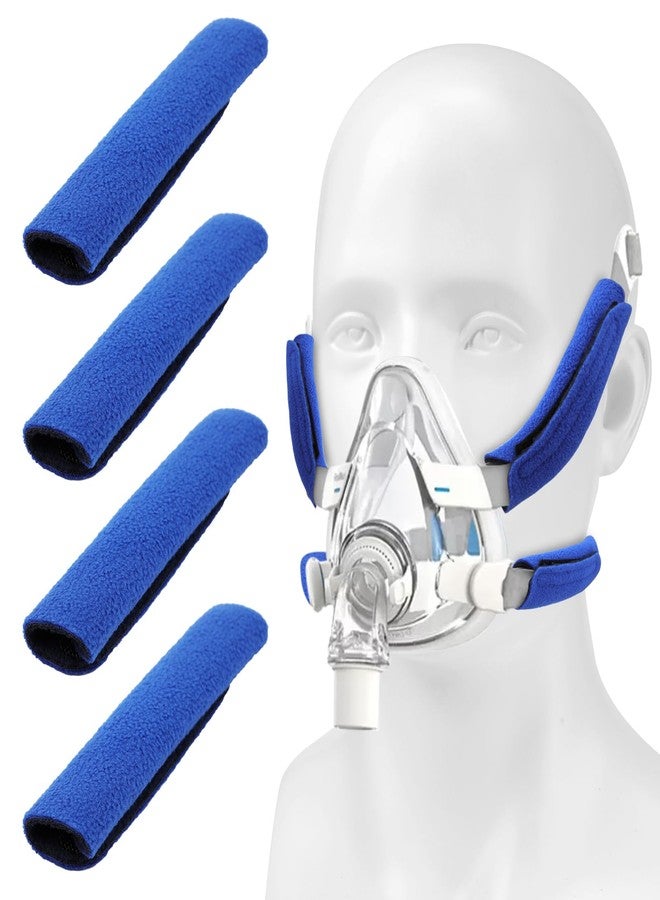 XIHIRCD 4pcs Headgear Strap Covers for CPAP, Soft Face Cushion Pads Reusable Mask Liners Reduce Indentation & Red Marks (Blue) - Image 1